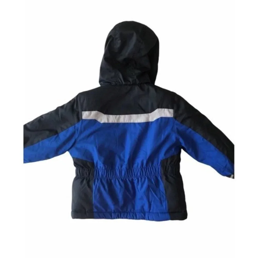 Oshkosh‎ Colorblock Hooded Winter Jacket Blue Black Reflective Fleece Lined